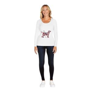 Valentines Day Dog My Valentine Has Paws Heart Long Sleeve Shirt White S NWT